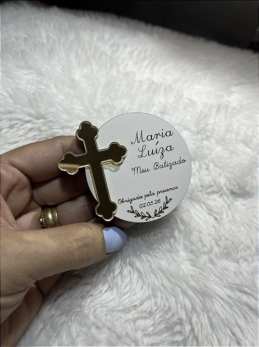 Lembrancinha Religiosa com Cruz – Ímã Personalizado MDF e Acrílico