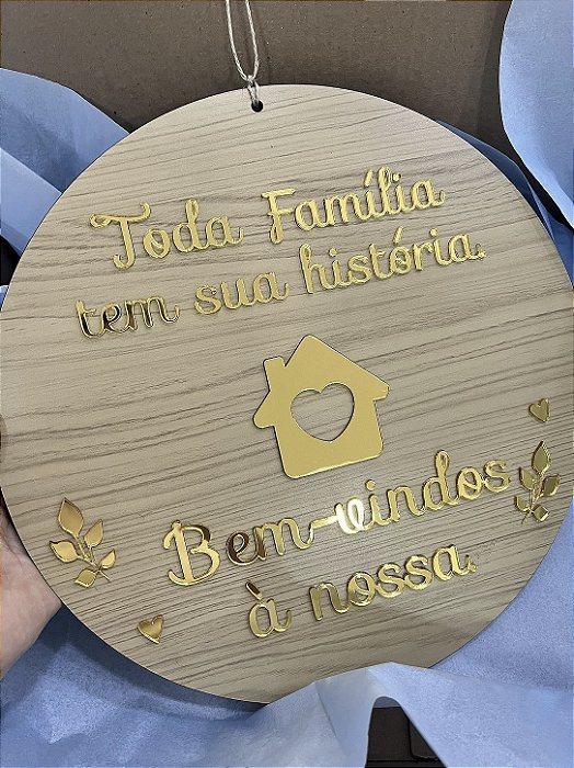 Guirlanda de Porta para Apartamento e Casa – Decoração Família em MDF e Acrílico