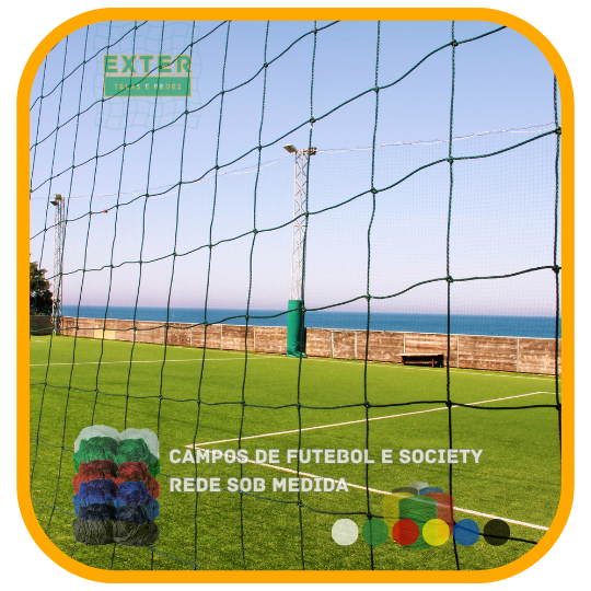 Rede de Proteção Esportiva para Lateral e Fundo de Futsal, Futebol e Society - Fio 4 - Malha 12 cm (Sob Medida) Rede de Proteção para Futsal, Futebol e Society – Fio 4 Malha 12 cm (Sob Medida)