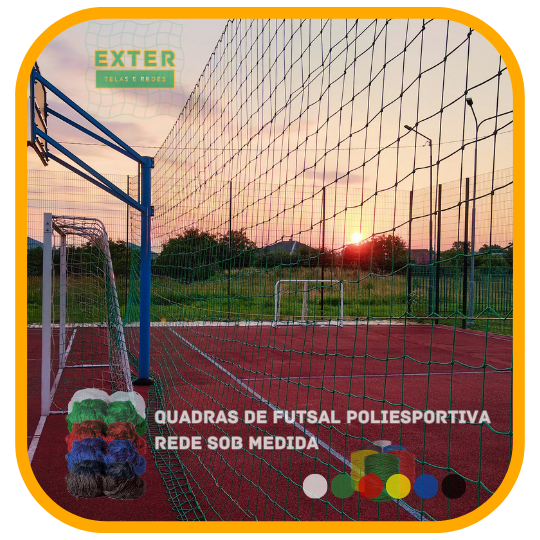 Rede de Proteção Esportiva para Lateral e Fundo de Quadra de Futsal, Futebol e Society - Fio 4 - Malha 10 cm (Sob Medida)