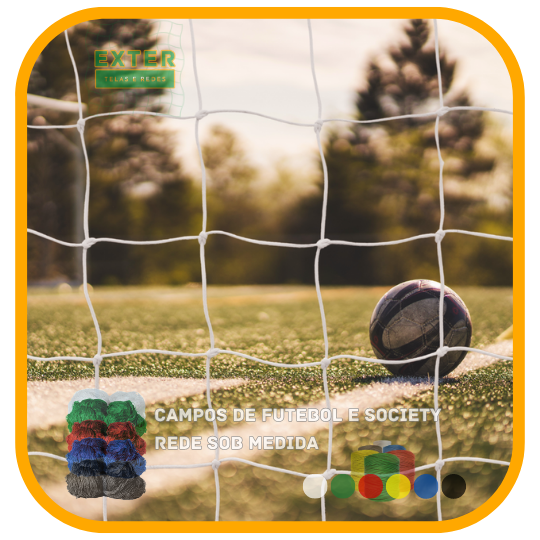 Rede de Proteção Esportiva para Lateral e Fundo de Campo/Society/Futsal - Fio 6 - Malha 12 cm (Sob Medida)