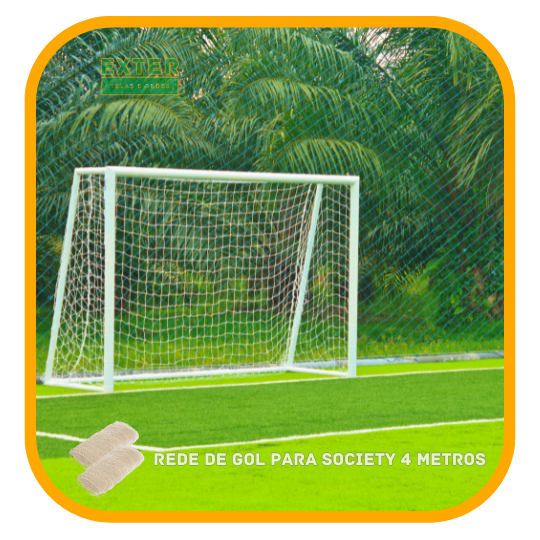 Rede de Gol para Futebol Society Fio 8, Malha 14, Padrão 4 metros (PAR)