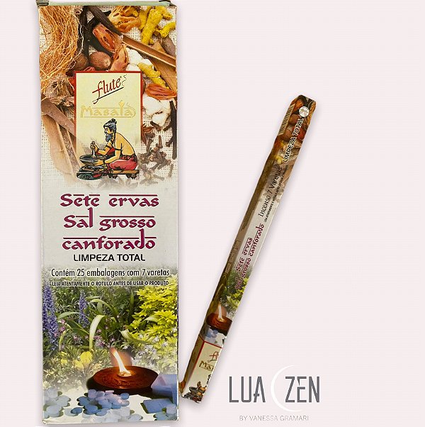 Incenso Indiano Massala Flute - Sete Ervas, Sal Grosso