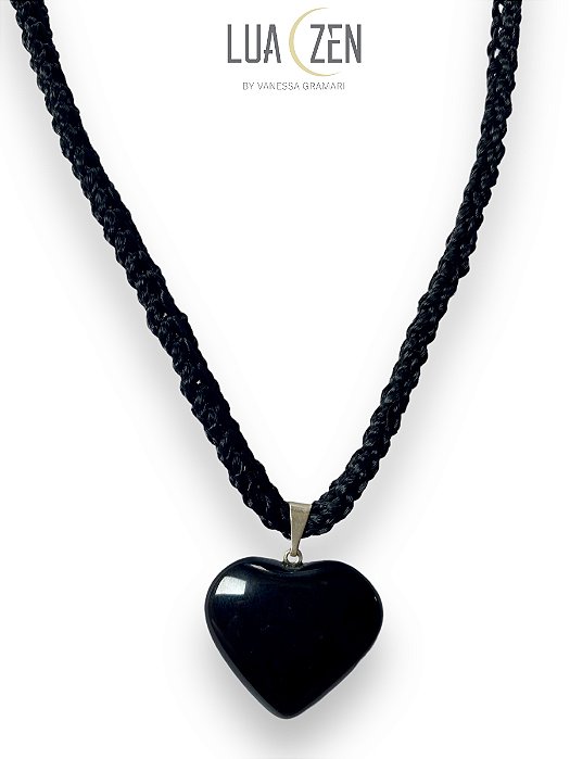 Colar Coração Ônix Preto