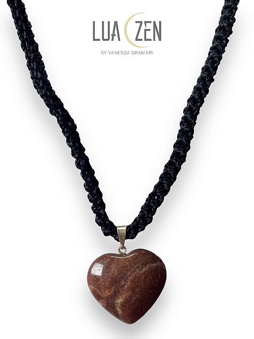 Colar Coração Quartzo Vermelho