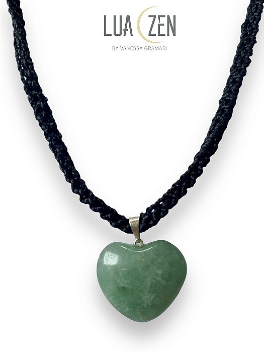 Colar Coração Quartzo Verde