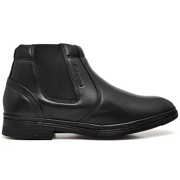 Bota Botina Ortopédica Elastico Calce fácil Bico Redondo Masculina Anatômica Leveterapia Preto