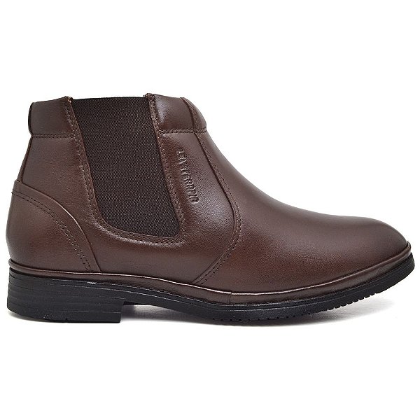 Bota Botina Ortopédica Elastico Calce fácil Bico Redondo Masculina Anatômica Leveterapia Café