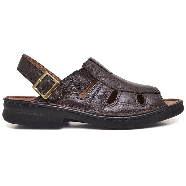 Chinelo Sandália Masculino Ortopédico Antstress Palmilha Gel Couro Legitimo Café