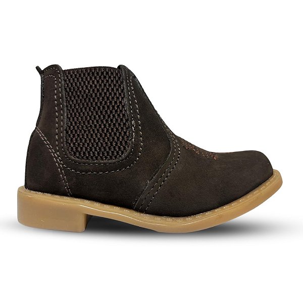 Botina Infantil Country Couro Bordada Marrom