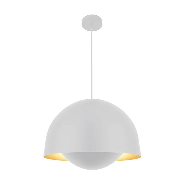 pendente Ergo Alum Ø400 Cabo PP 2xE27 Branco Fosco