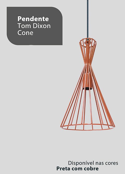 Pendente Aramado Cone Tom Dixon Cobre E-27