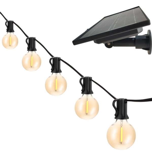 Cordao Solar De Lampadas Led Filamento 5m G40 8 X E12 152lm 2700k