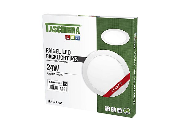 Painel Led 24w Lys Redondo Embutir 4000k
