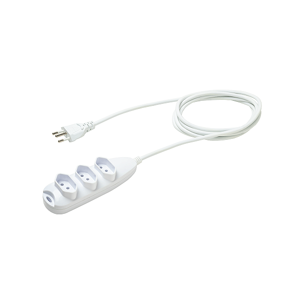 Extensao Eletrica 3 Tomadas 3 Pinos 10a 3m Branca Ext 3003