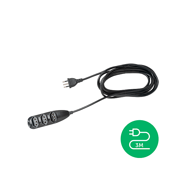 Extensao Eletrica 3 Tomadas 3 Pinos 10a 5m Preta Ext 3005