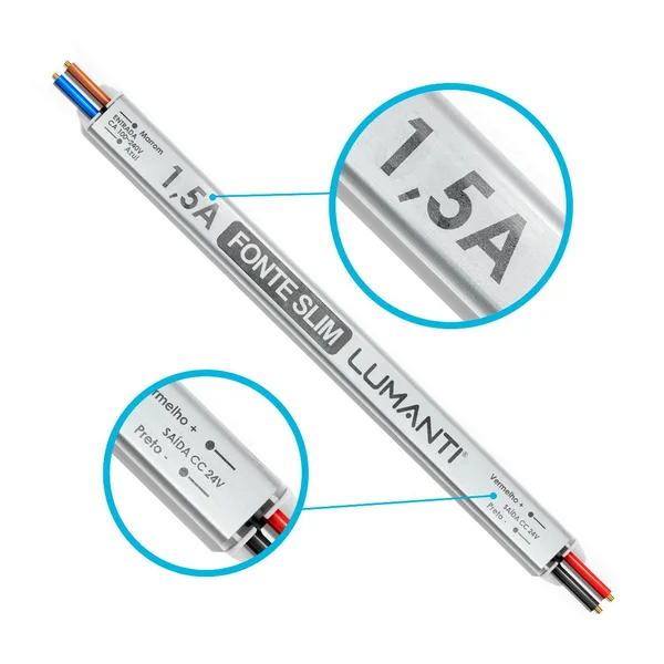 Fonte Linear Slim 24v Saida 1,5a 36w Autovolt