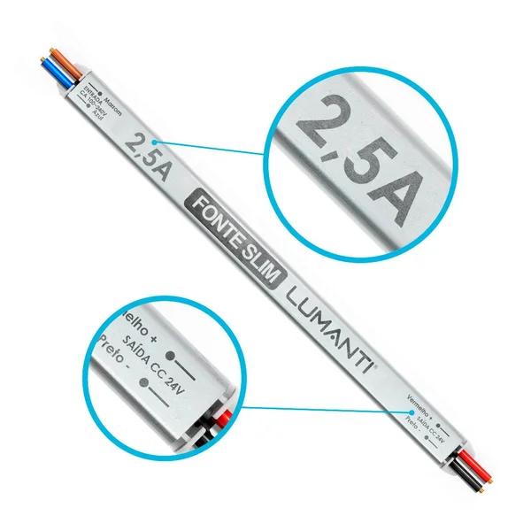 Fonte Linear Slim 24v Saida 2,5a 60w Autovolt
