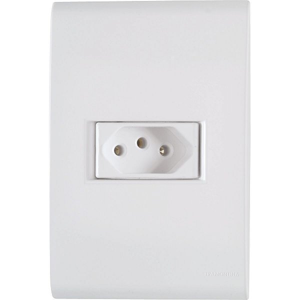 Conjunto 4x2 com 1 Tomada 2P+T Tramontina Liz 10 A Branco
