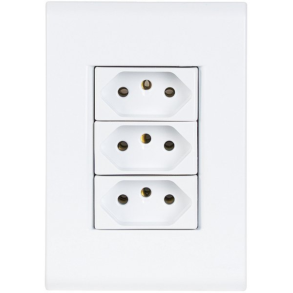 Conjunto 4x2 com 3 Tomadas 2P+T 10 A 250 V Tramontina Liz Branco