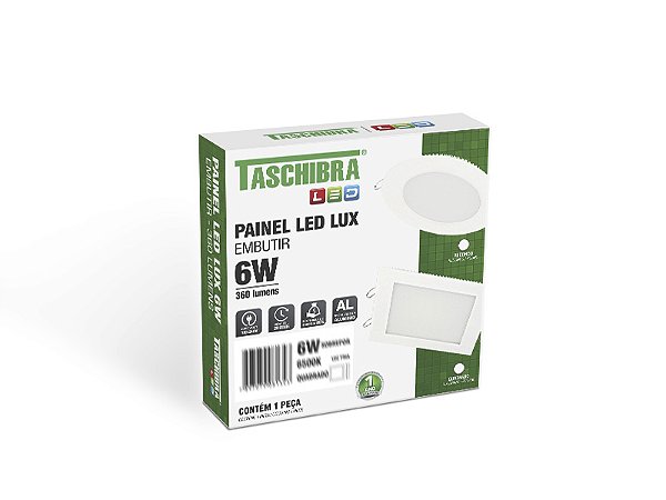 Painel Led 6w Lux Redondo Embutir 3000k