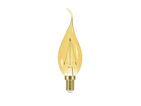 Lampada Led Filamento Vintage Vela Bico Torcido B35 127v Ambar