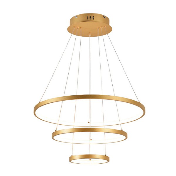 Pendente de arcos dimensão 20cm+40cm+60cm led 100w acabamento dourado mat al c/ silicone
