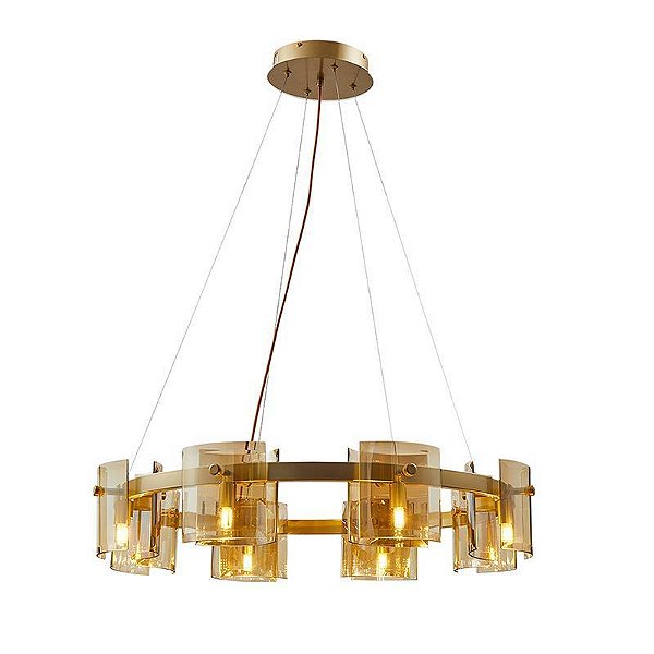 PENDENTE BOUZE CIN 80CM 8XG9 DOURADO E AMBAR