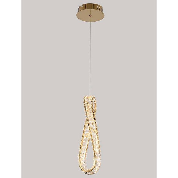 PENDENTE LED CRISTAL LEZIE IN C/45CM 33W 3000K OURO BRILHO