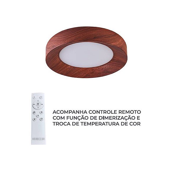 PLAFON LED VETA BIN 50CM 24W 3K/4K/6,5K IMBUIA