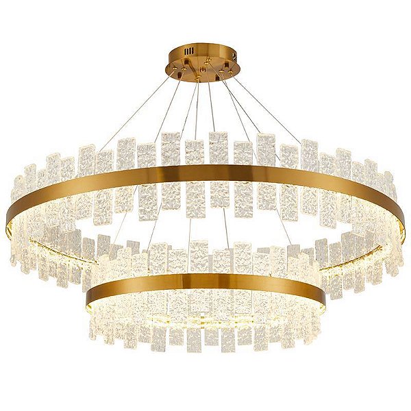 PENDENTE LED LOWY 60+100CM 80W 2700K DOURADO BRILHO