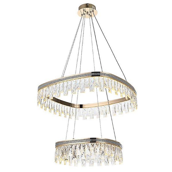 PENDENTE LED CRISTAL STENNA 40/60CM 47W 3000K OURO BRILHO