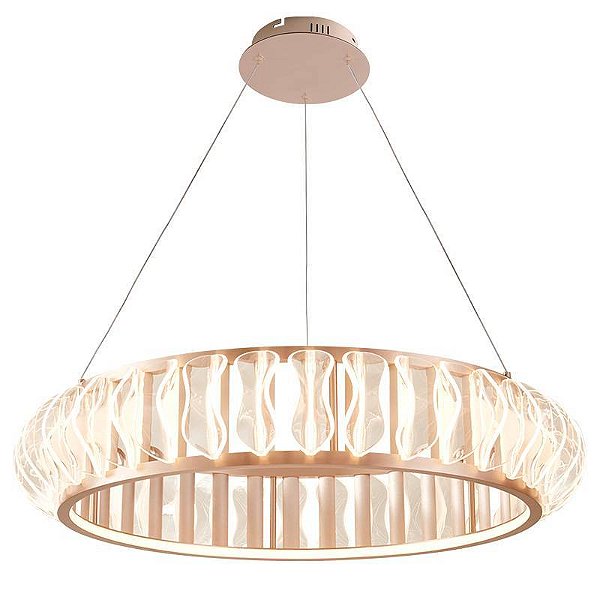 PENDENTE LED WAVY 80CM 100W 2700K OURO CHAMPAGNE