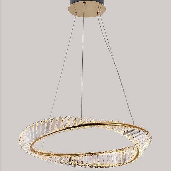PENDENTE LED CRISTAL LEZIE 60CM 49W 3000K OURO BRILHO