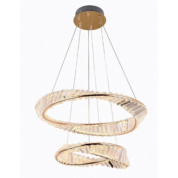 PENDENTE LED CRISTAL LEZIE 40+60CM 71W 3000K OURO BRILHO
