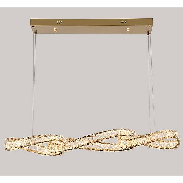 PENDENTE LED CRISTAL LEZIE ORI C/115CM 68W 3000K OURO BRILHO