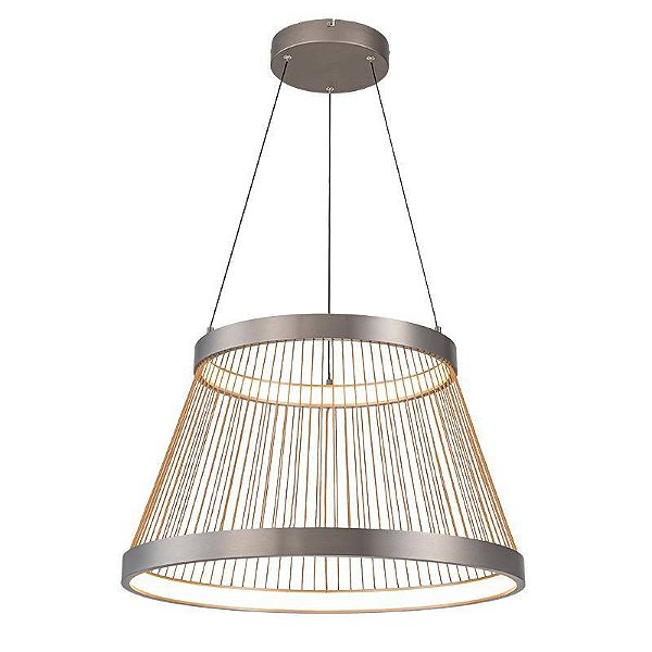 PENDENTE LED BEYS 68CM 50W 3000K CINZA/DOURADO