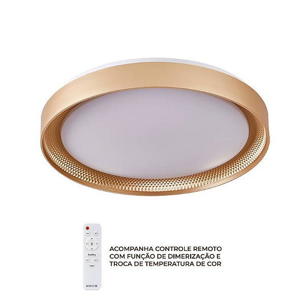 PLAFON LED ZYRA 49CM 33W 3/4K/6.5K DOURADO