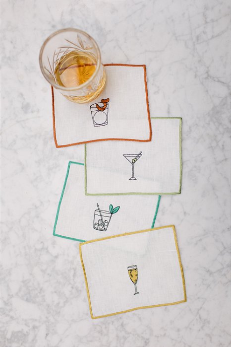 Kit Guardanapo Coquetel Drinks - Linho off