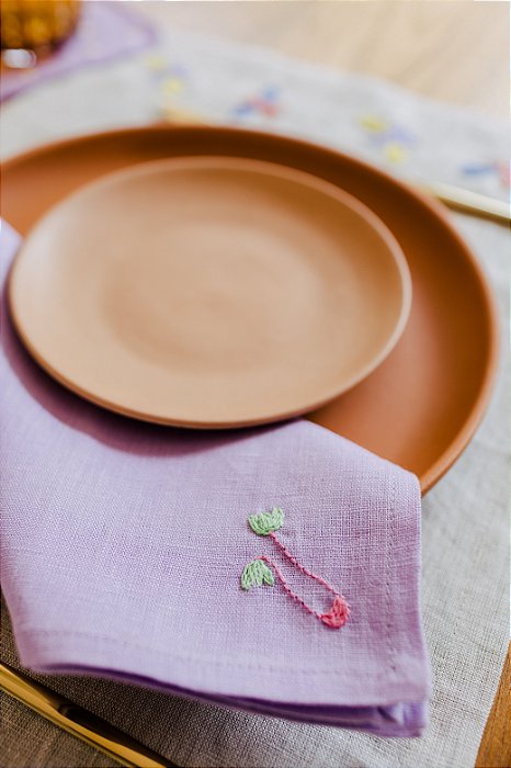 Guardanapo de Mesa Modernista Orquídeas - Linho Lilás