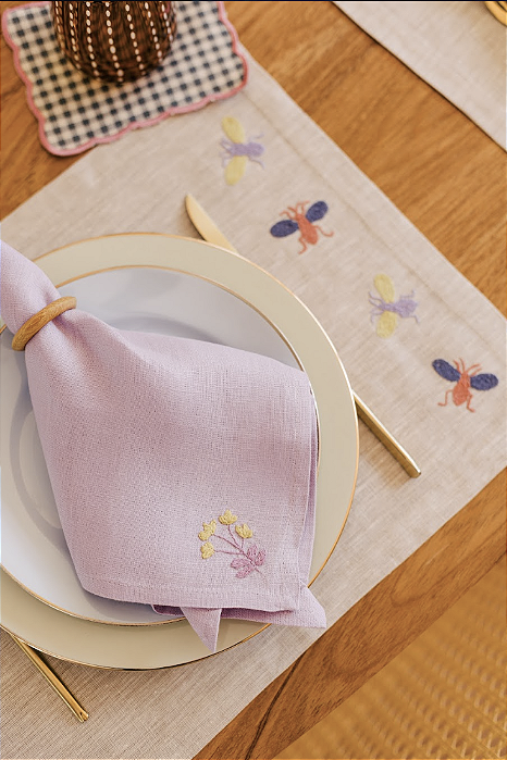 Guardanapo de Mesa Modernista Margarida - Linho Lilás