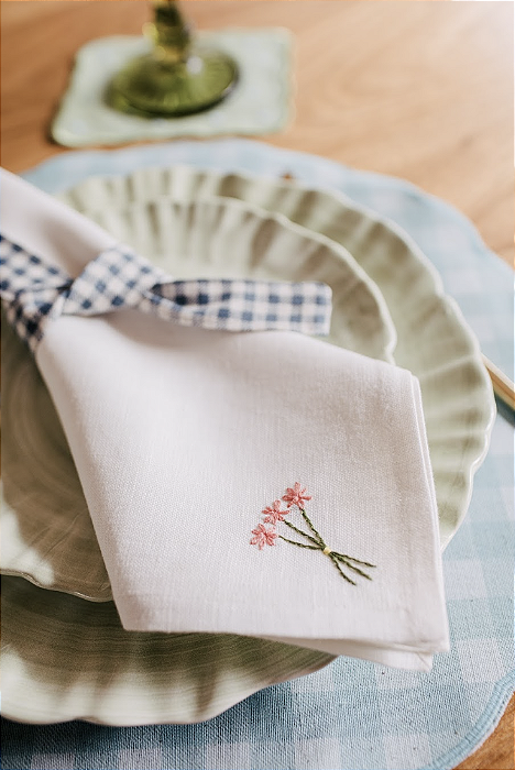 Guardanapo de Mesa Campo Papoula - Linho Off White