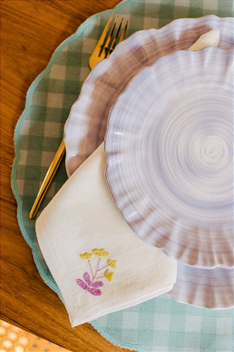 Guardanapo de Mesa Modernista Margaridas - Linho Off White