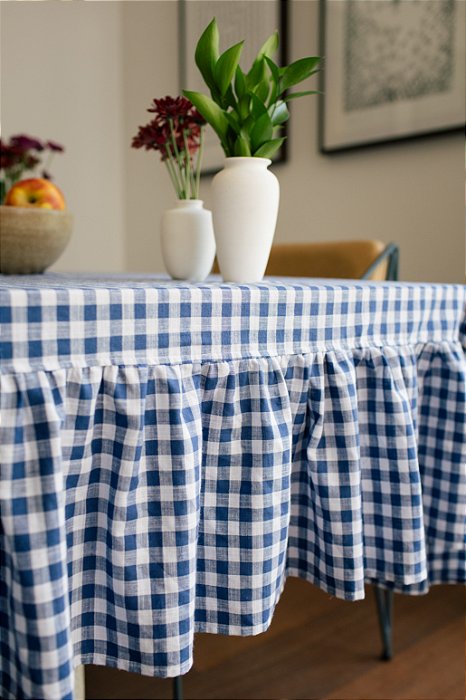 Toalha de Mesa 8pp - Xadrez Azul