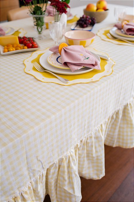 Toalha de Mesa 10pp - Xadrez Amarelo