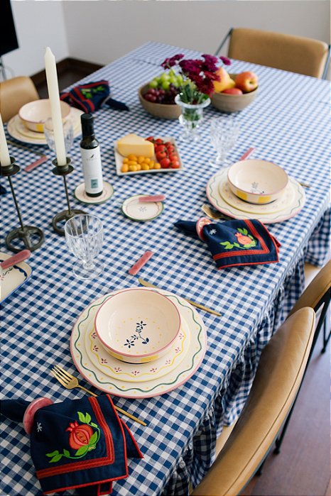 Toalha de Mesa 10pp - Xadrez Azul