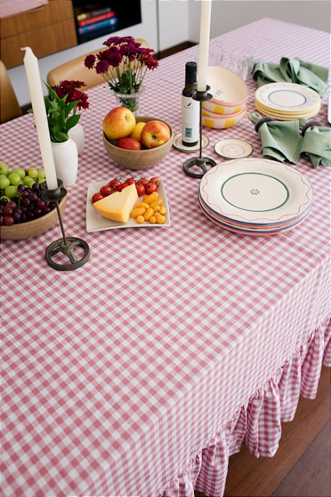 Toalha de mesa Xadrez 10pp - Rosa Claro