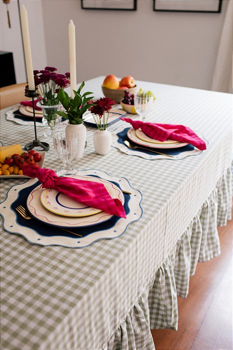 Toalha de Mesa 10pp - Xadrez Verde