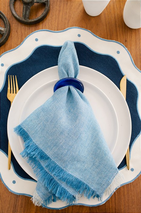 Conjunto Porta Guardanapo de Vidro - Azul