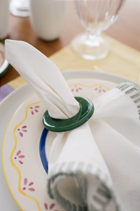 Conjunto Argola De Vidro Guardanapo - Verde